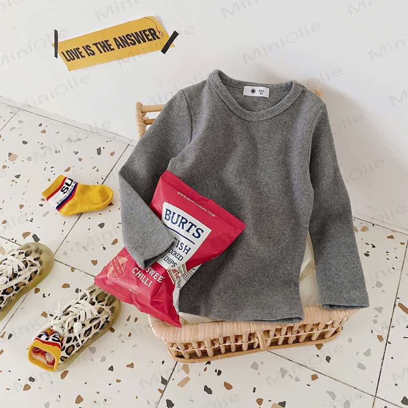 Maglietta casual a maniche lunghe con scollo rotondo per bambini - Grigio Heather - 10-11T - image 13