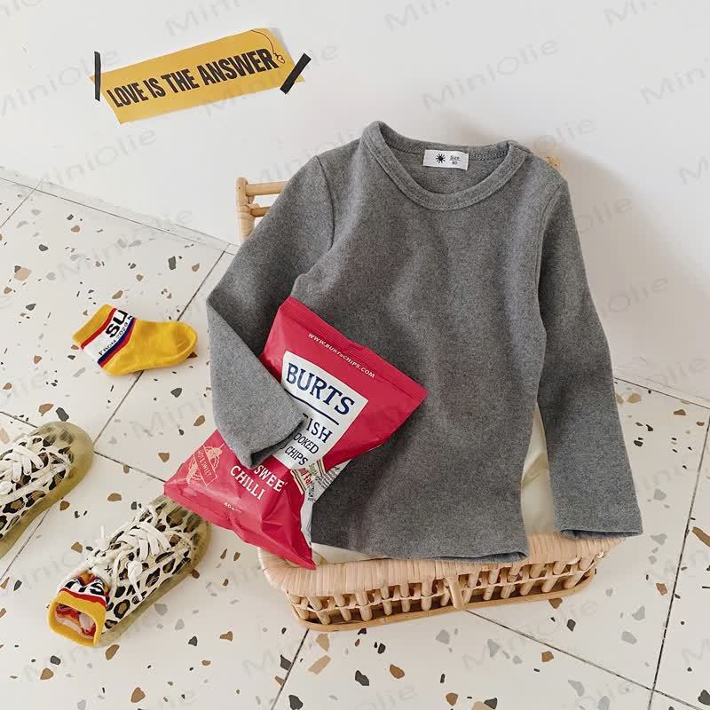 Maglietta casual a maniche lunghe con scollo rotondo per bambini - Grigio Heather - 10-11T - image 13