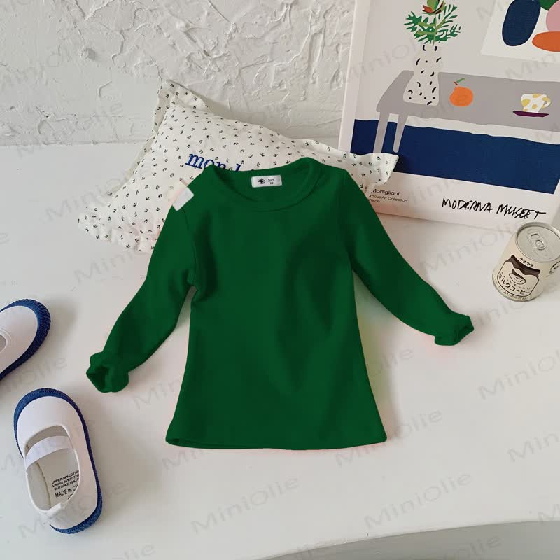 Maglietta casual a maniche lunghe con scollo rotondo per bambini - Verde foresta - 10-11T - image 21