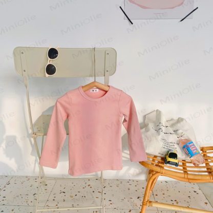 Maglietta casual a maniche lunghe con scollo rotondo per bambini - Rosa tenue - 10-11T - image 27