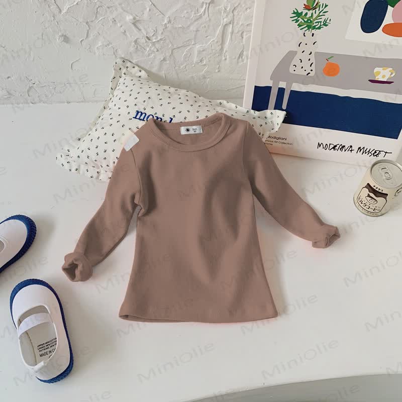 Maglietta casual a maniche lunghe con scollo rotondo per bambini - Tortora caldo - 10-11T - image 30