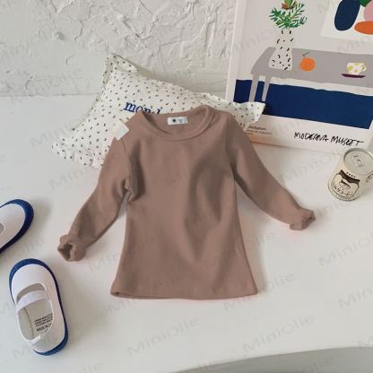 Maglietta casual a maniche lunghe con scollo rotondo per bambini - Tortora caldo - 10-11T - image 30