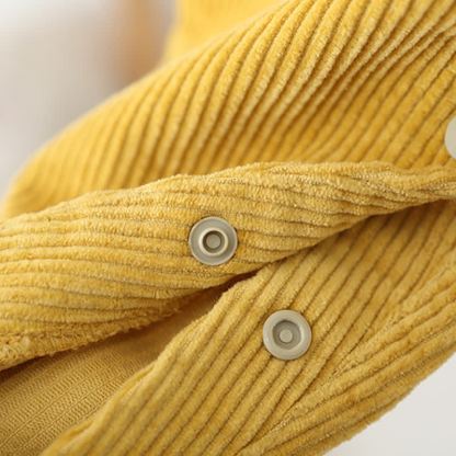 Tutina da neonato/a in velluto a coste tinta unita, stile vintage, con tasche - image 11