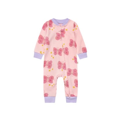 Body a maniche lunghe con zip e stampa a cartoni animati per neonati - Rosa - 18-24 mesi - image 3