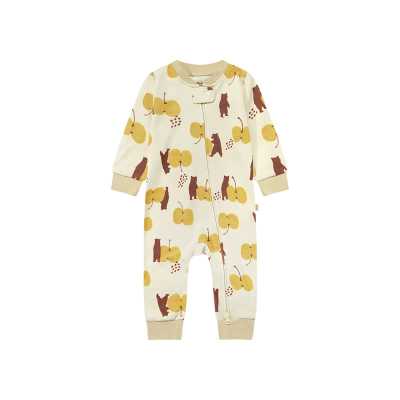 Body a maniche lunghe con zip e stampa a cartoni animati per neonati - Orso beige - 18-24 mesi - image 5