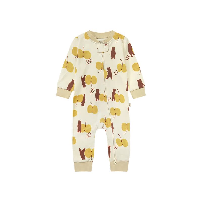 Body a maniche lunghe con zip e stampa a cartoni animati per neonati - Orso beige - 18-24 mesi - image 5