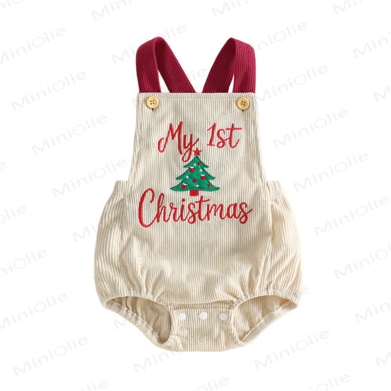 MY 1ST CHRISTMAS Baby Embroidered Suspender Bodysuit - image 6
