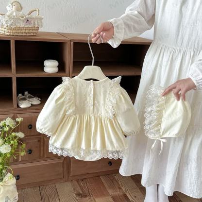 Baby Lace Skirted Bodysuit with Bonnet - image 2