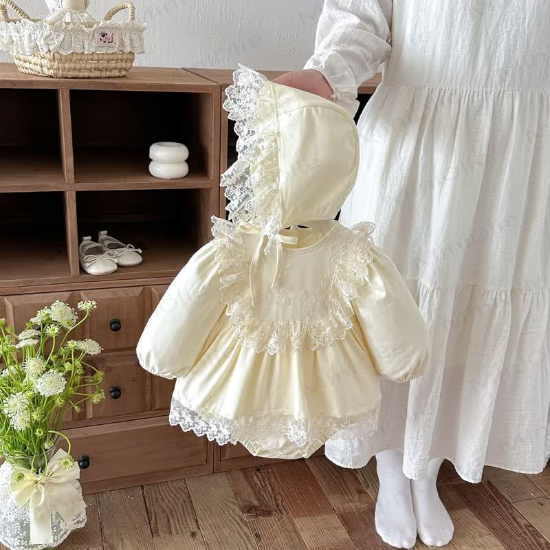 Baby Lace Skirted Bodysuit with Bonnet - image 6