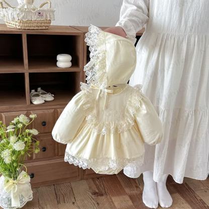 Baby Lace Skirted Bodysuit with Bonnet - image 6