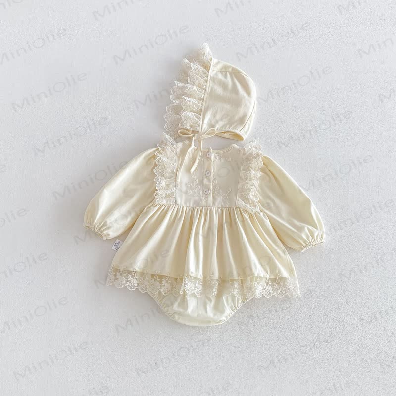 Baby Lace Skirted Bodysuit with Bonnet - image 8