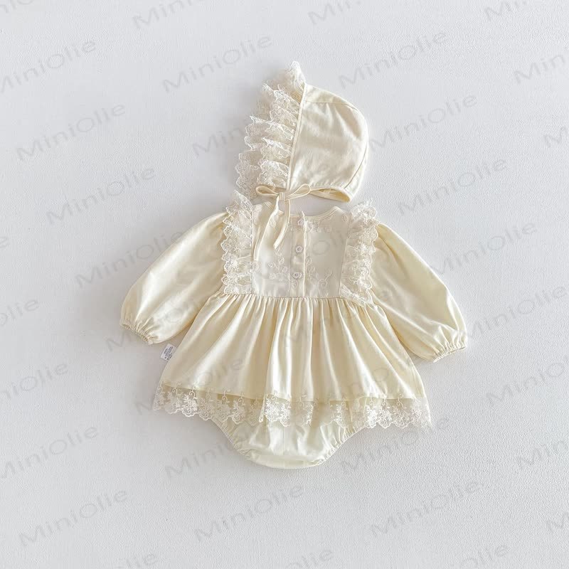 Baby Lace Skirted Bodysuit with Bonnet - image 8