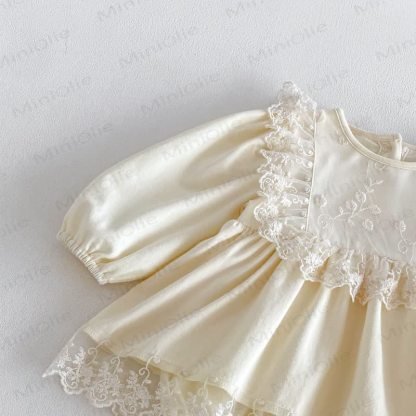 Baby Lace Skirted Bodysuit with Bonnet - image 11