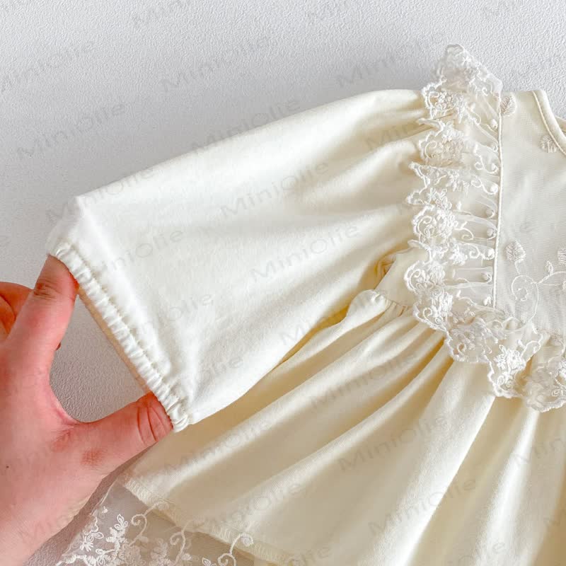 Baby Lace Skirted Bodysuit with Bonnet - image 12