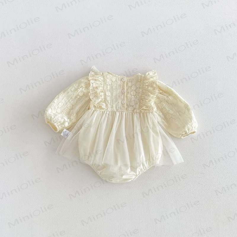 Baby Lace Tulle Puff Sleeve Skirted Bodysuit - image 6