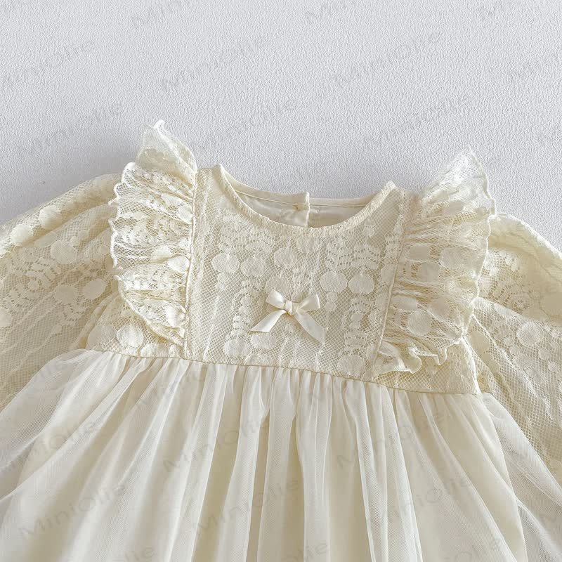 Baby Lace Tulle Puff Sleeve Skirted Bodysuit - image 7