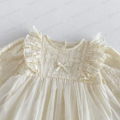 Baby Lace Tulle Puff Sleeve Skirted Bodysuit - image 7