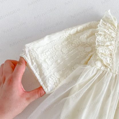 Baby Lace Tulle Puff Sleeve Skirted Bodysuit - image 9