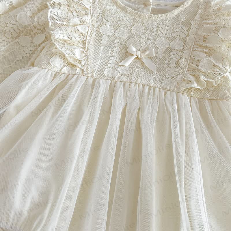 Baby Lace Tulle Puff Sleeve Skirted Bodysuit - image 10