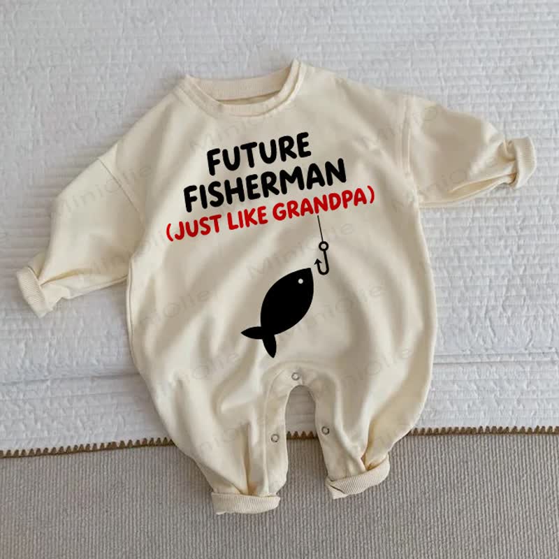 PAGLIETTA PER NEONATO "FUTURA PESCATORE" (PROPRIO COME IL NONNO) - Beige - 2-3T - image 1