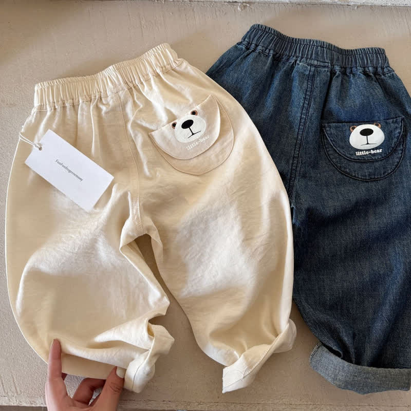 Pantaloni harem in denim comodi per bambina LITTLE-BEAR - image 1