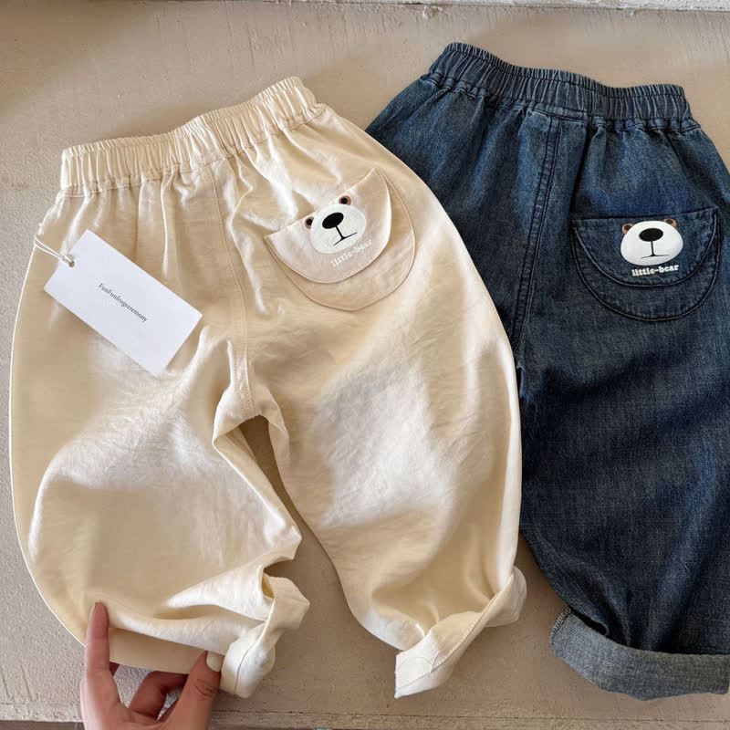 Pantaloni harem in denim comodi per bambina LITTLE-BEAR - image 1
