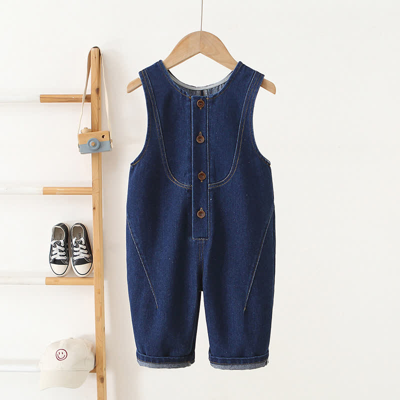 Salopette in denim blu navy per neonato con bottoni sul davanti - Marina - 4-5T - image 1