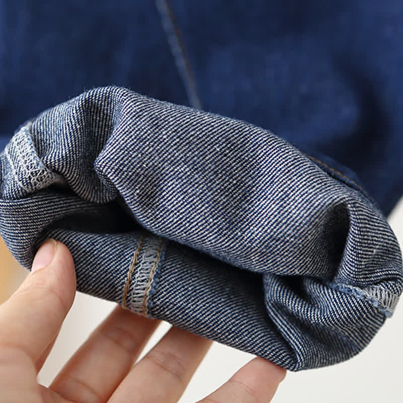 Salopette in denim blu navy per neonato con bottoni sul davanti - image 10