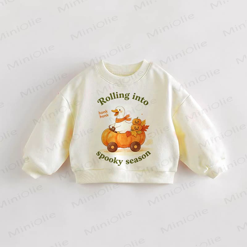 Pronti per la stagione spettrale? Felpa color crema con zucca per neonati e bambini - Crema - 3-5T - image 1