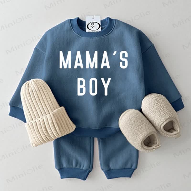 Completo da neonato MAMA'S BOY, composto da felpa e pantaloni blu (2 pezzi). - Blu - 2-3T - image 1