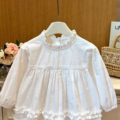 Camicia bianca da bambina con colletto a volant - image 2
