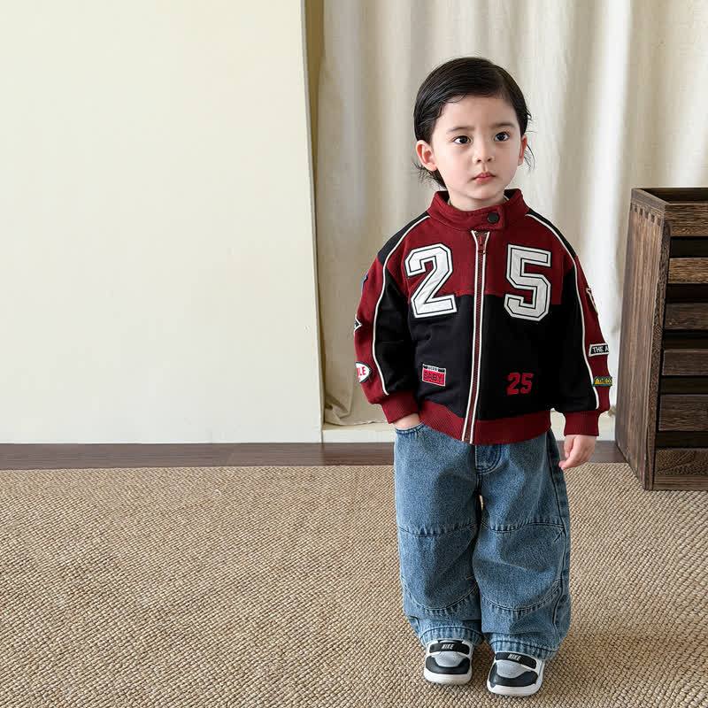Giacca stile college retrò per neonati e bambini piccoli o pantaloni in denim lavato - image 1