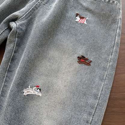 Pantaloni in denim lavato ricamati per neonati e bambini - image 9