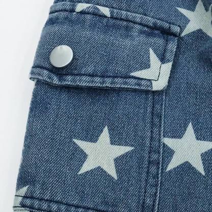 Pantaloni cargo in denim con stampa a stelle per neonati e bambini piccoli - image 5