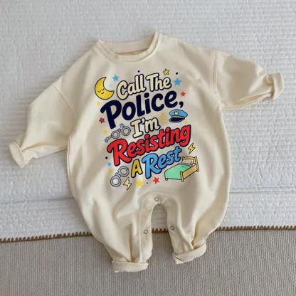 CHIAMA LA POLIZIA MI STO OPPONENDO A UN RIPOSO Tutina beige per neonati - Beige - 2-3T - image 1