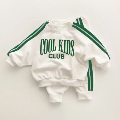 Completo tuta da ginnastica per neonati e bambini piccoli COOL KIDS CLUB, composto da 2 pezzi. - Bianco e Verde - 3-5T - image 1
