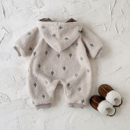 Tutina da neonato con cappuccio e stampa cactus - image 5