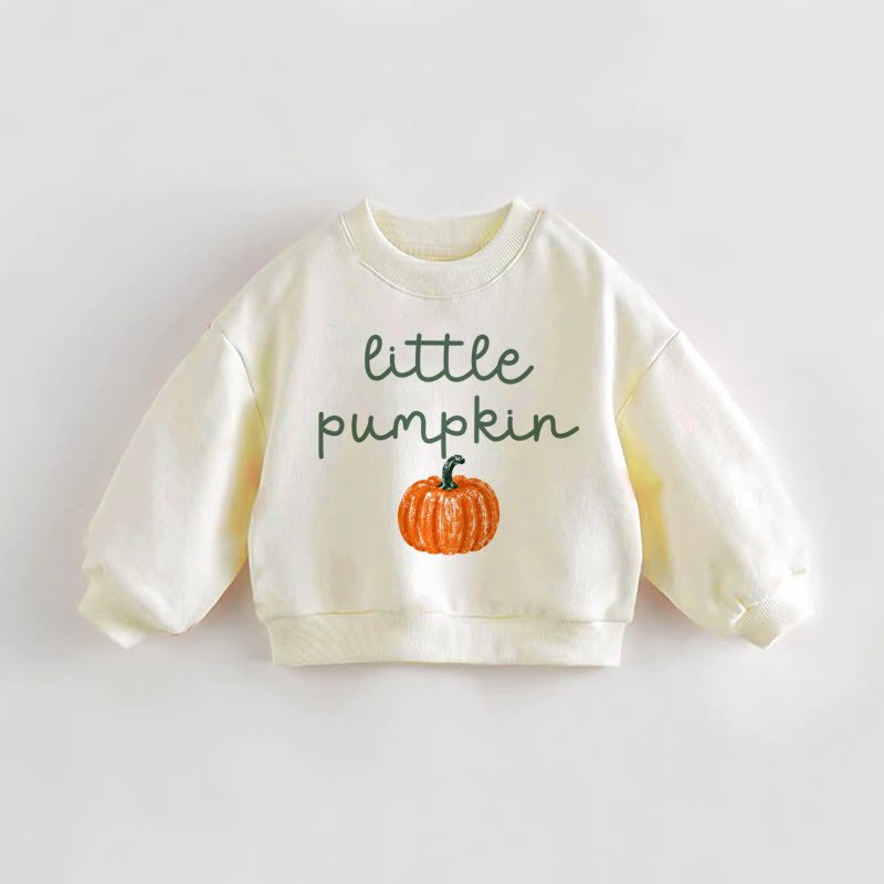Felpa color crema con slogan "LITTLE PUMPKIN" per neonati e bambini piccoli - Crema - 3-5T - image 1