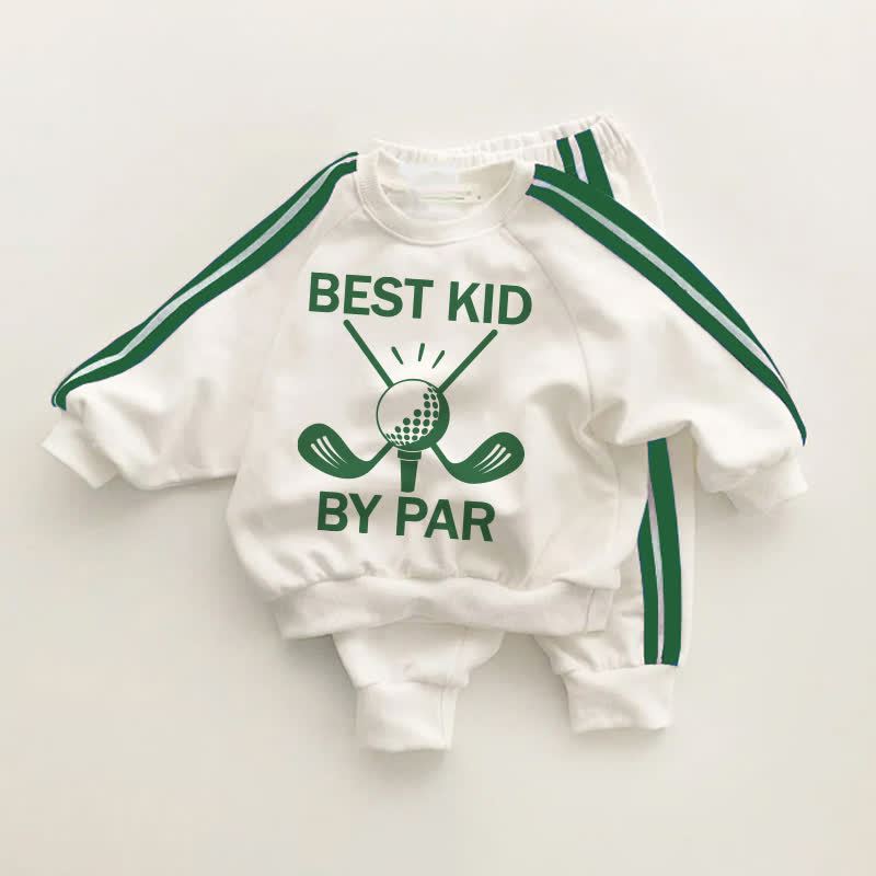 Completo da golf a righe verdi per neonati e bambini BEST KID BY PAR, composto da 2 pezzi. - Bianco e Verde - 3-5T - image 1
