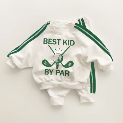Completo da golf a righe verdi per neonati e bambini BEST KID BY PAR, composto da 2 pezzi. - Bianco e Verde - 3-5T - image 1