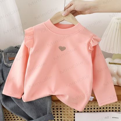 Maglietta a maniche lunghe con volant a forma di cuore per bambina - Rosa - 8-9T - image 4