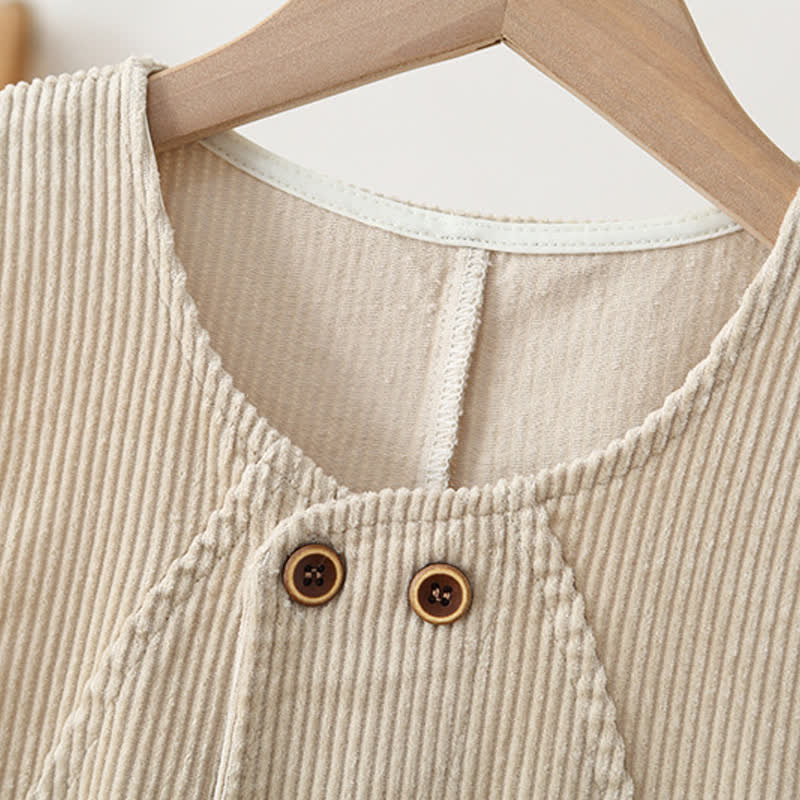Salopette vintage in velluto a coste per neonati e bambini piccoli con bottoni sul davanti - image 5