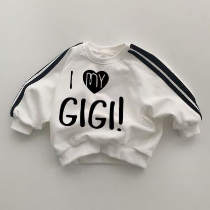 I MY GIGI! Baby Felpa bianca a maniche a righe nere - Bianco - 2-3T - image 1