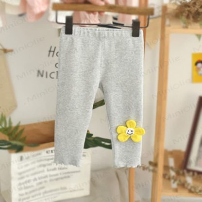 Leggings morbidi con stampa floreale per neonati e bambini piccoli - Grigio - 4-5T - image 4