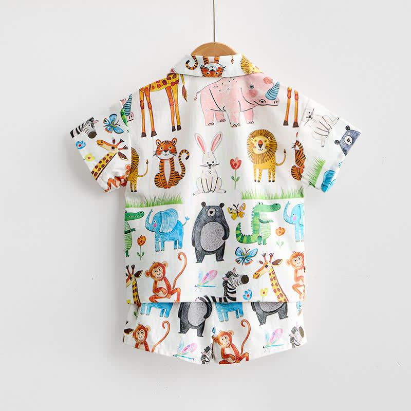 Completo da bambino composto da maglietta e pantaloncini con stampa animalier. - image 3