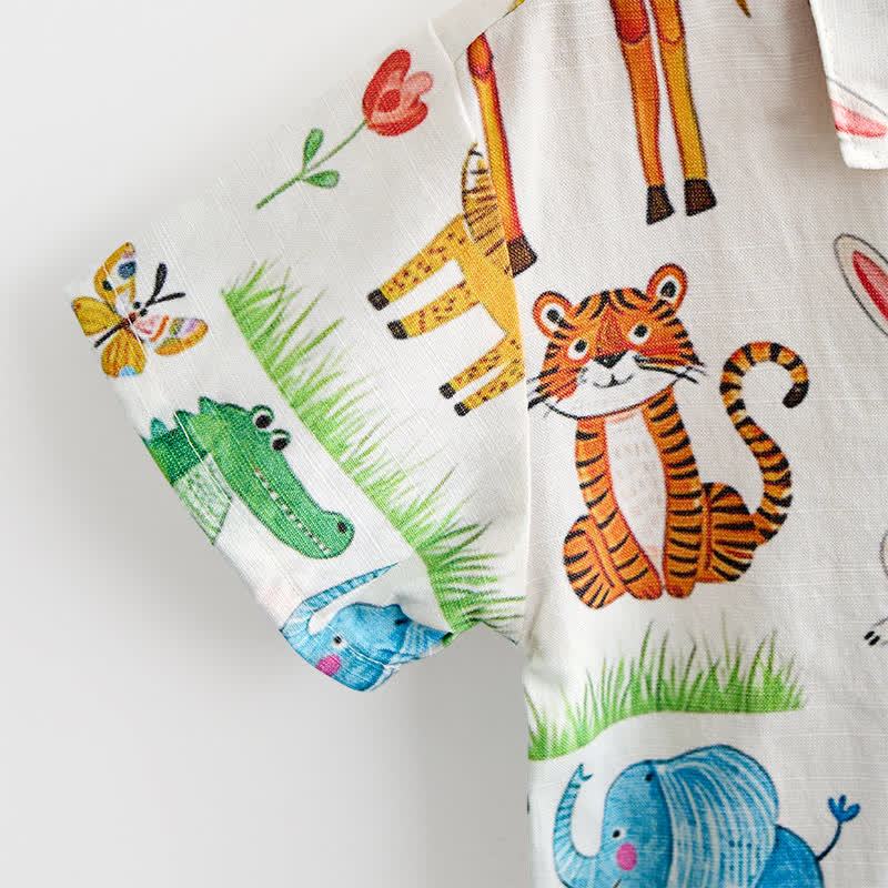 Completo da bambino composto da maglietta e pantaloncini con stampa animalier. - image 7