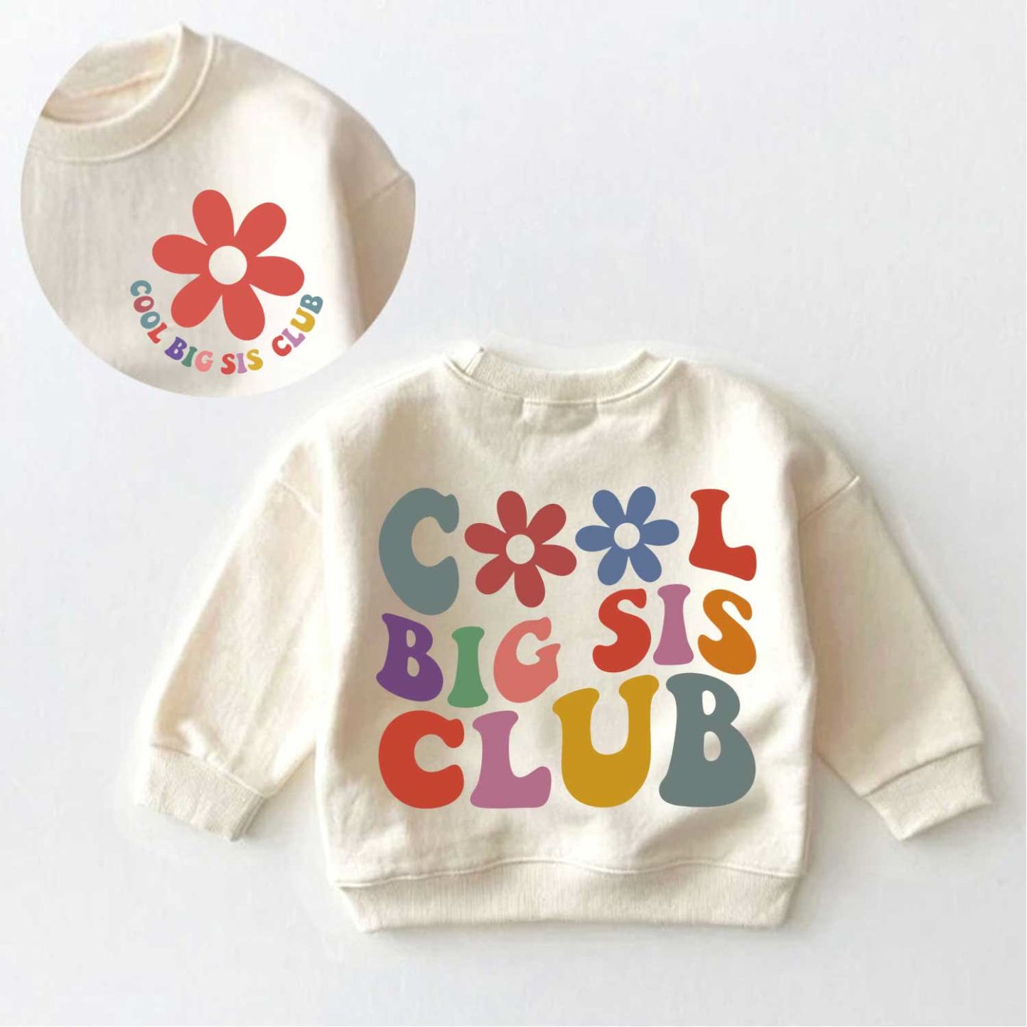 Felpa color crema per neonati e bambini piccoli "COOL BIG SIS CLUB" - Crema - 3-5T - image 1