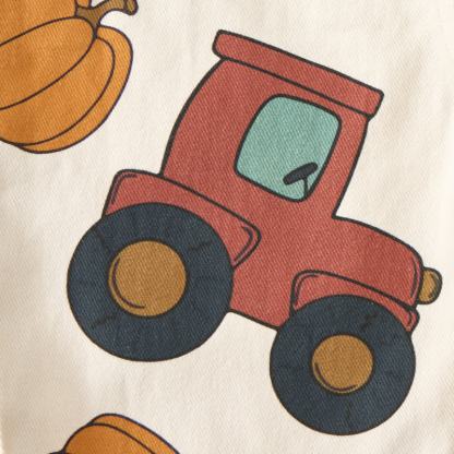 Tutina beige per neonati e bambini piccoli con trattore e zucca. - image 7