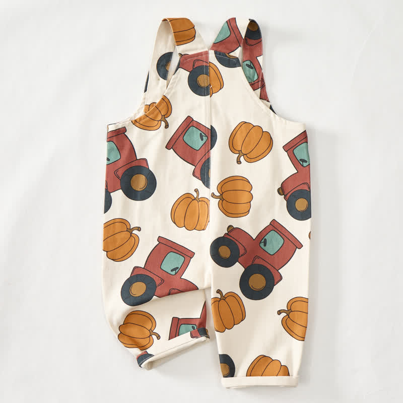 Tutina beige per neonati e bambini piccoli con trattore e zucca. - image 3