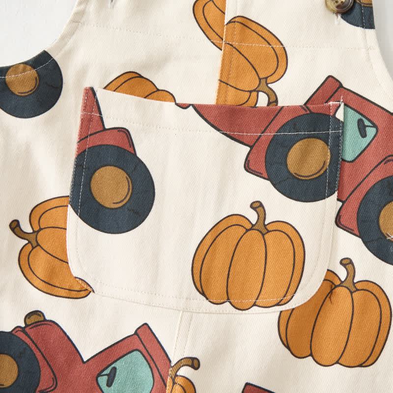 Tutina beige per neonati e bambini piccoli con trattore e zucca. - image 5